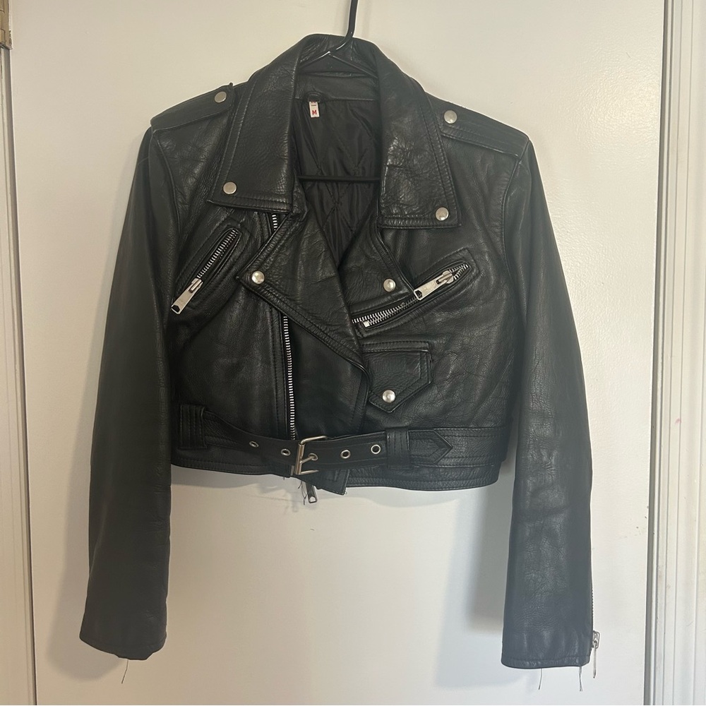 YKK Vintage Womens Cropped Leather Jacket